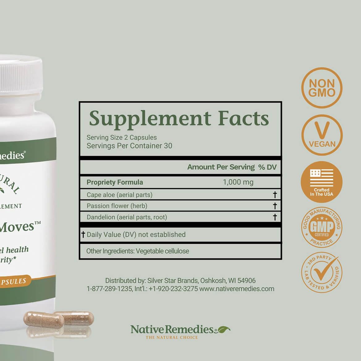 Capsules dispensed into hand for easy use with water