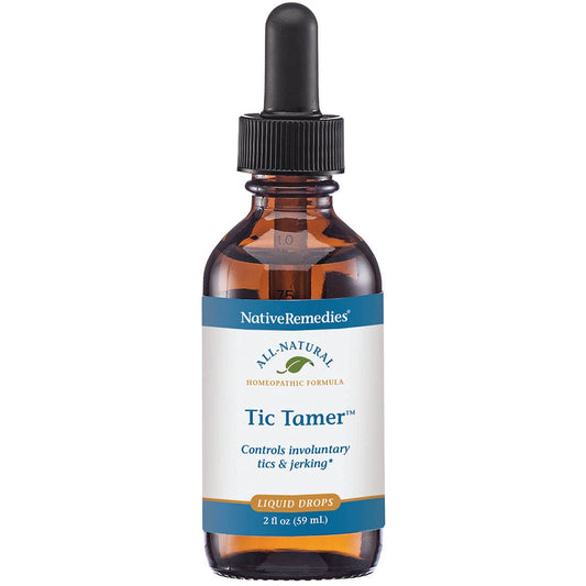 Native Remedies Tic Tamer 2 Pack bottle label highlights tincture details and usage.