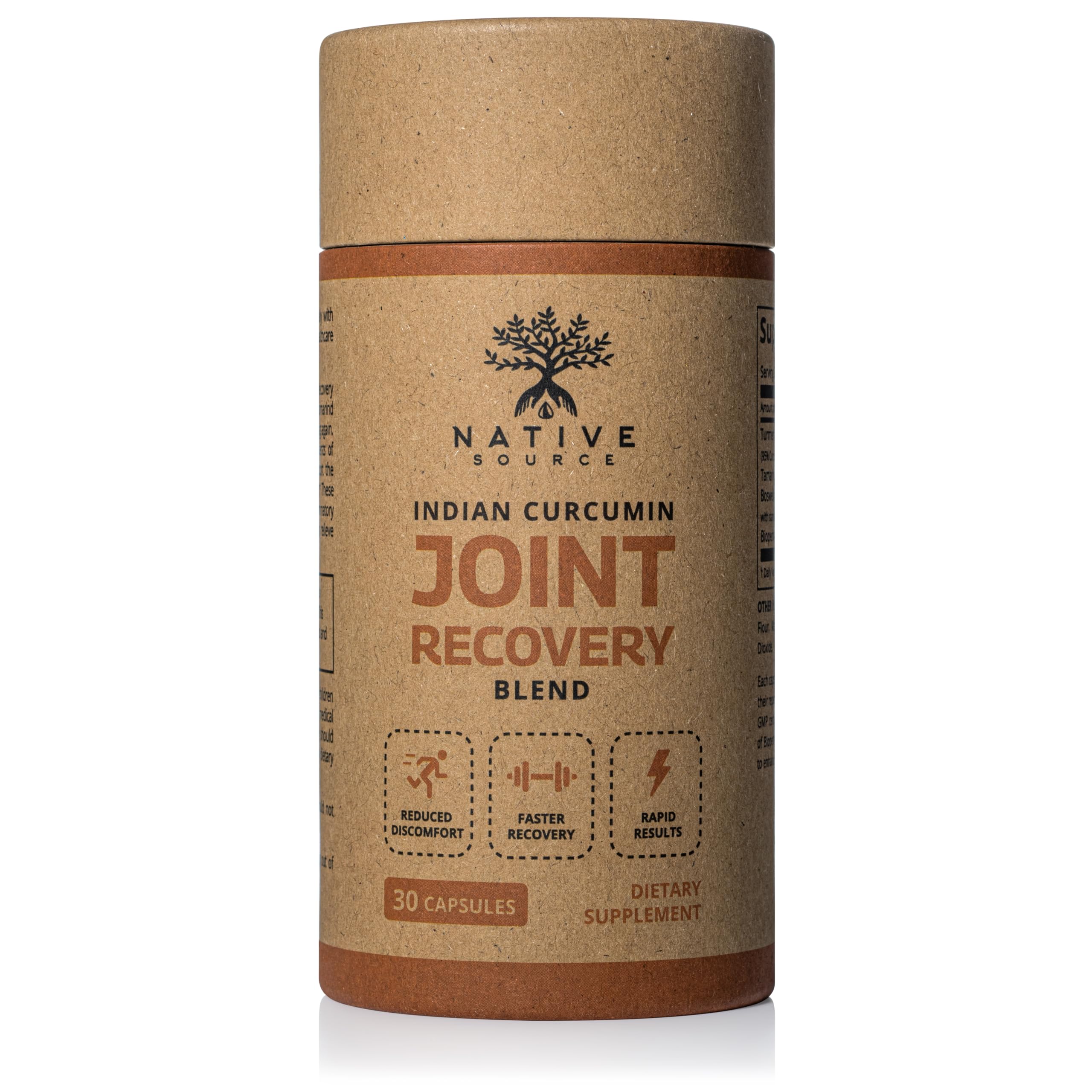 Native Source Indian Curcumin bottle with turmeric capsules for joint support