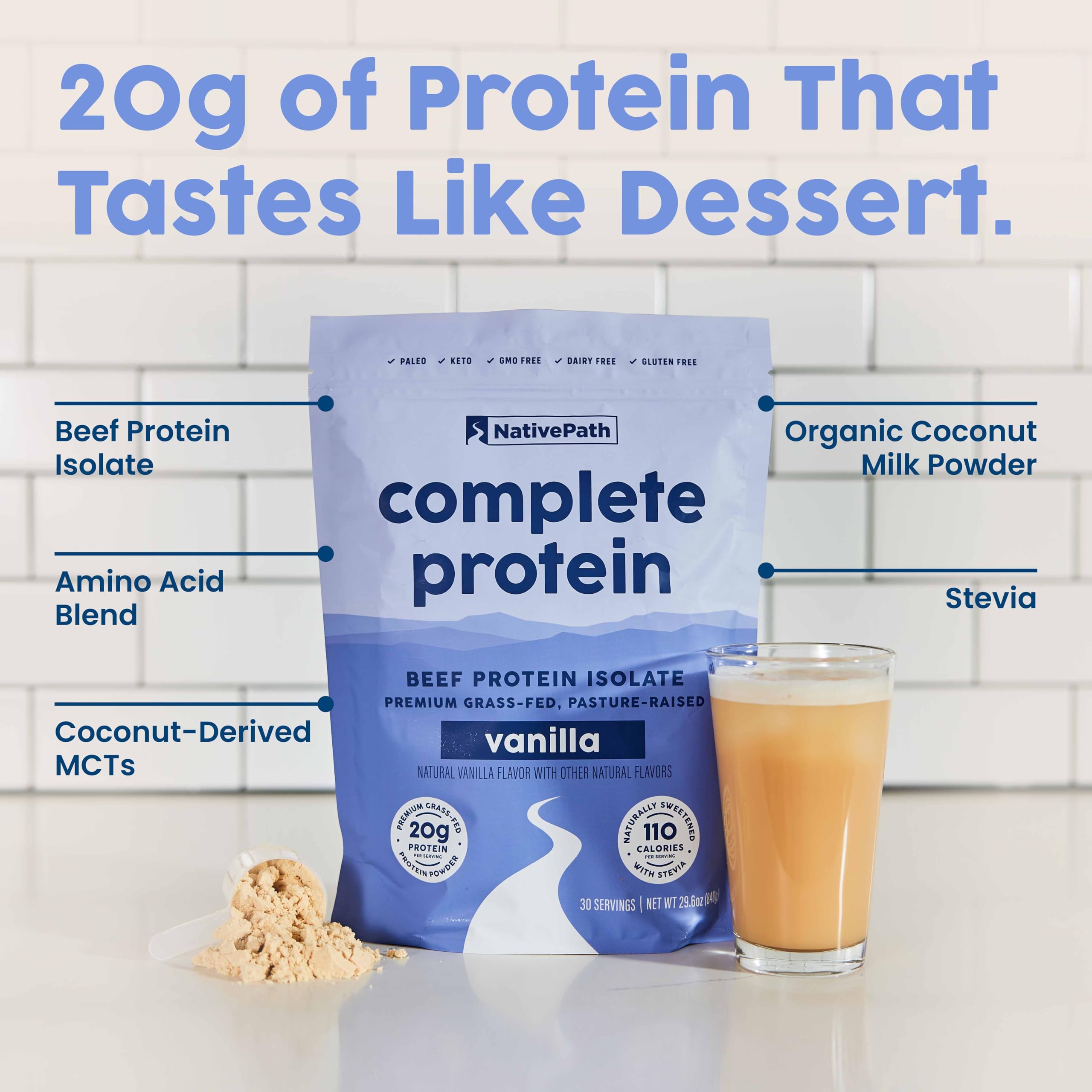 NativePath vanilla protein added to coffee for a smooth boost.