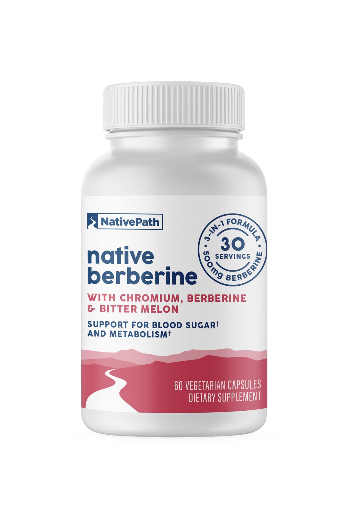 NativePath Berberine 3-in-1 bottle highlights premium 500 mg berberine HCl for metabolic support