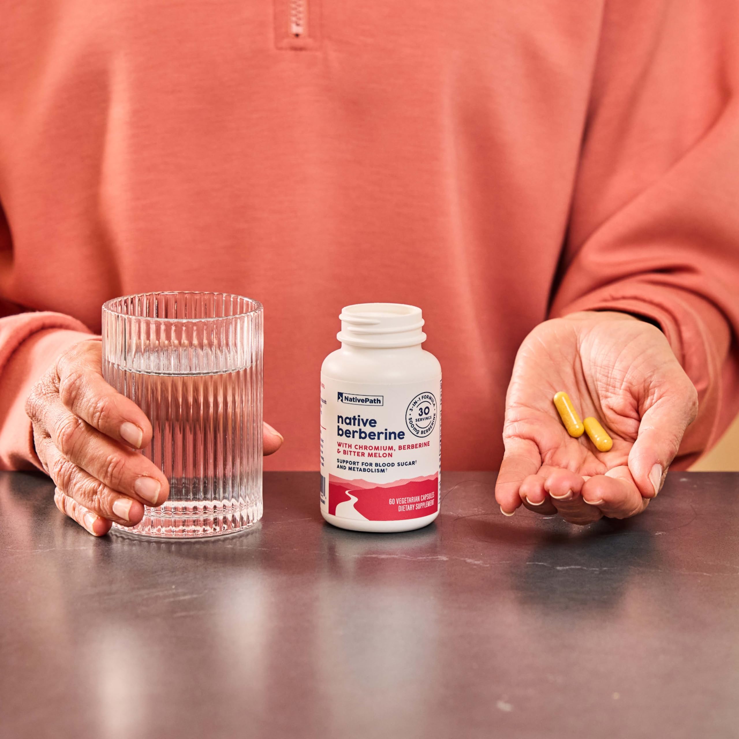 Close-up of product label shows ingredients and dosage clearly