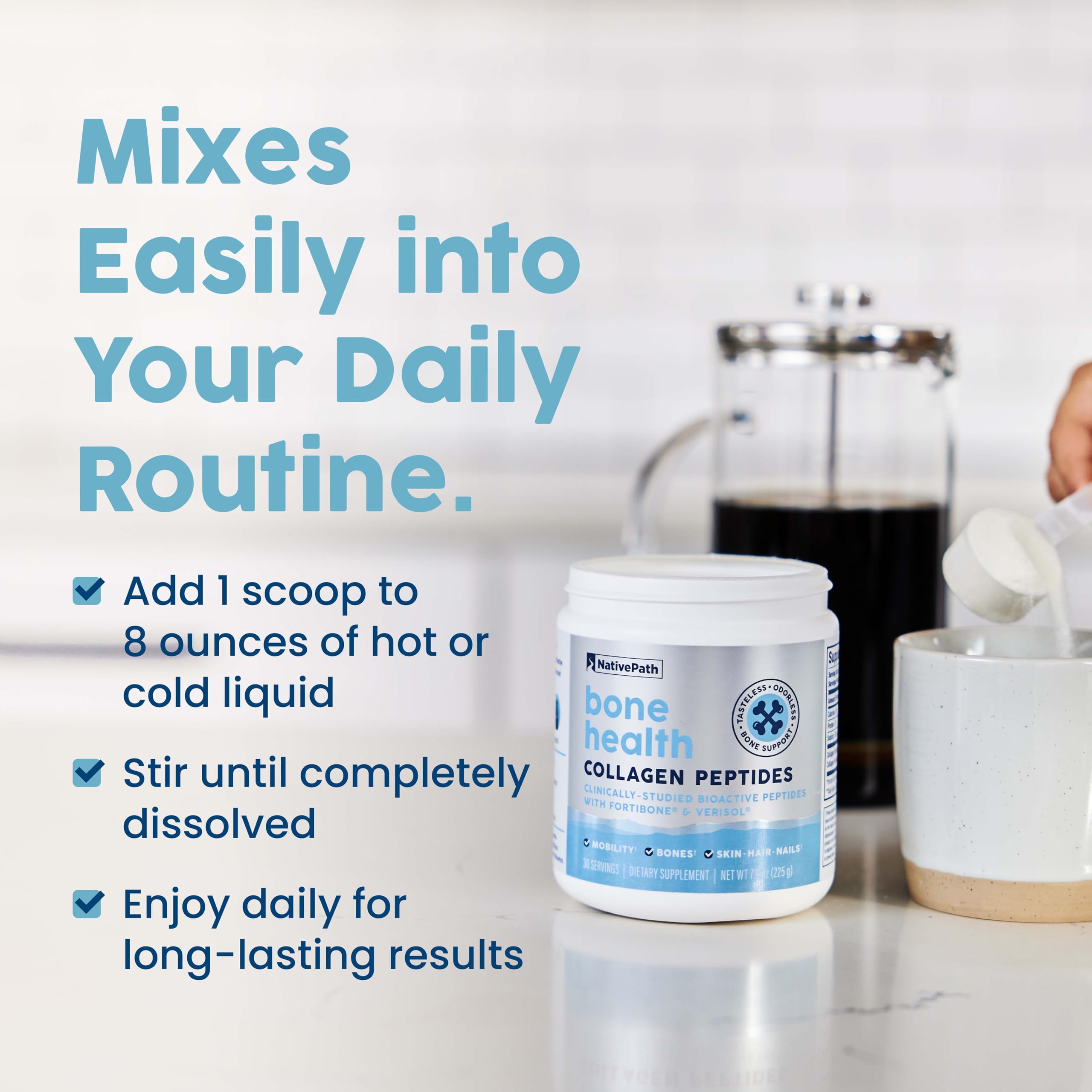 NativePath Bone Health Collagen in daily routine setup for wellness.