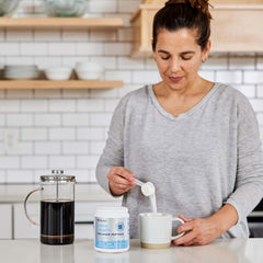 NativePath Bone Health Collagen bottle on countertop ready to enjoy.