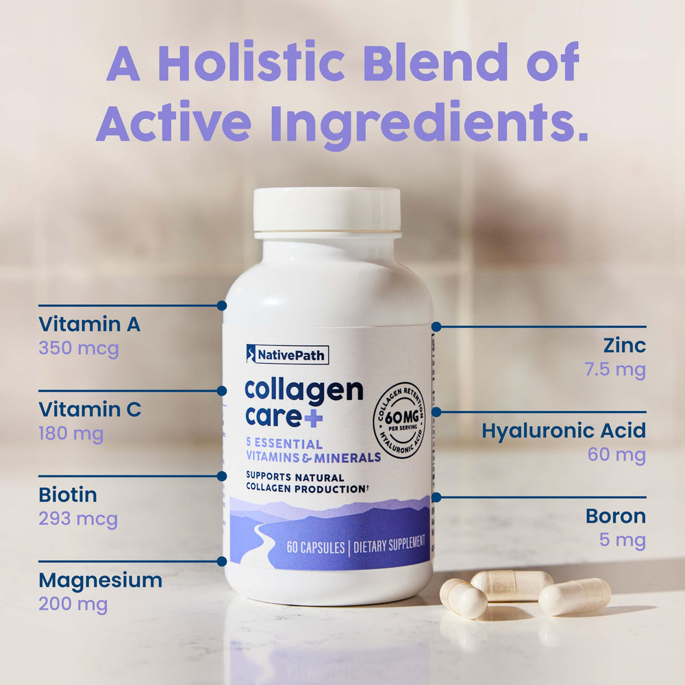NativePath Collagen Care+ capsules in hand, easy daily intake for joint comfort.