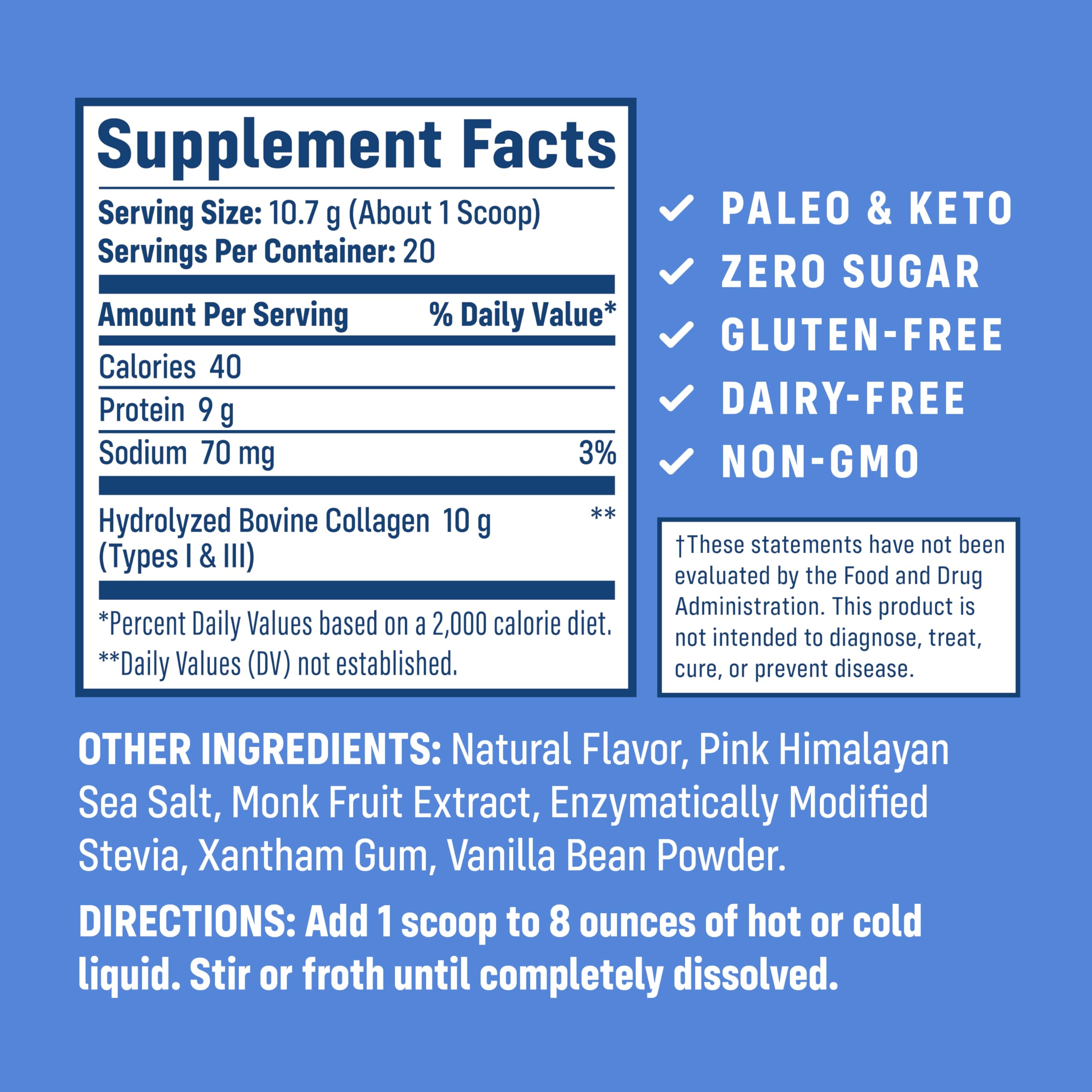 NativePath collagen peptides vanilla bean powder dissolves smoothly in a cup of coffee.