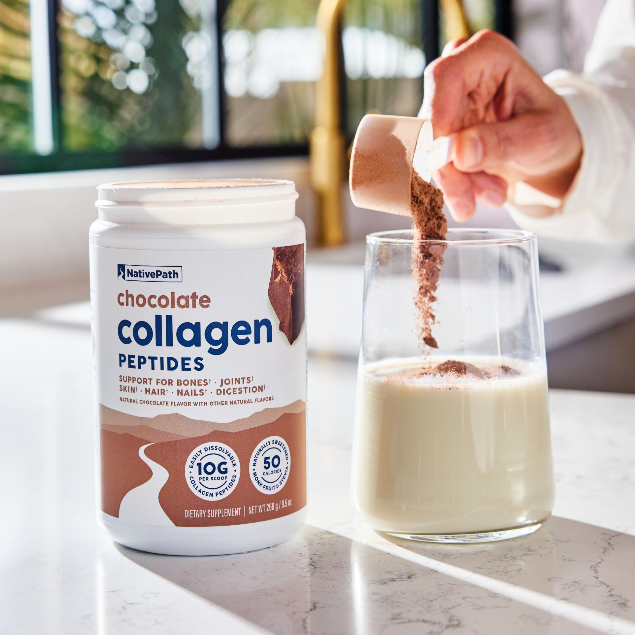 Gluten-free and dairy-free label on NativePath Collagen Peptides tub