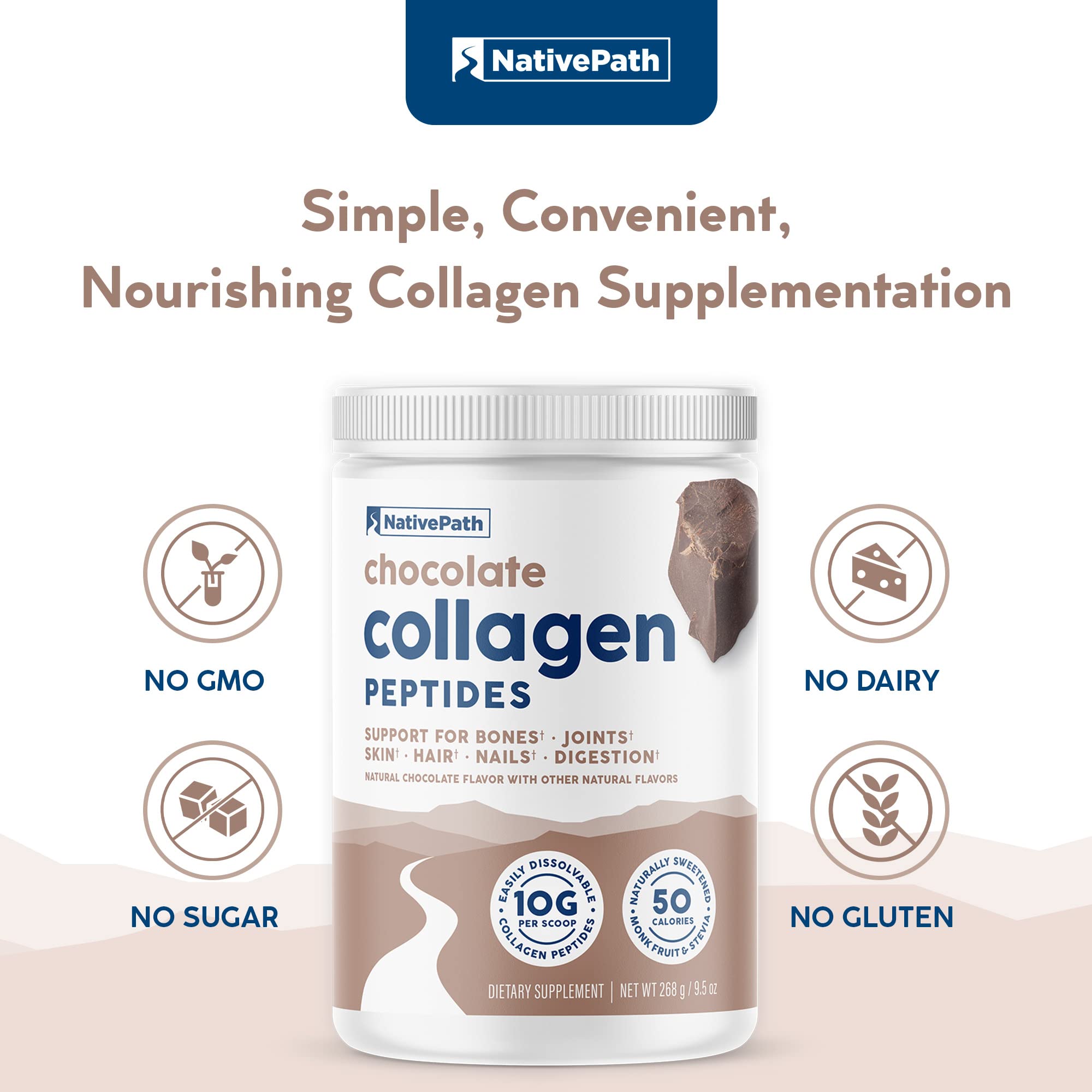 Keto and paleo friendly NativePath Collagen Peptides label closeup