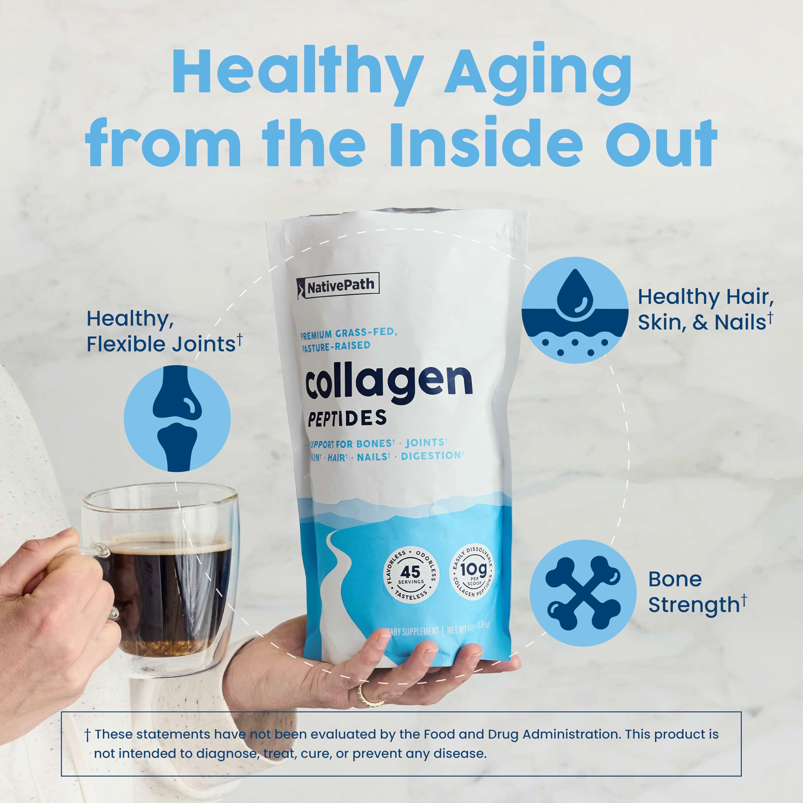 NativePath collagen peptides shaker-mix showing convenient on-the-go wellness routine