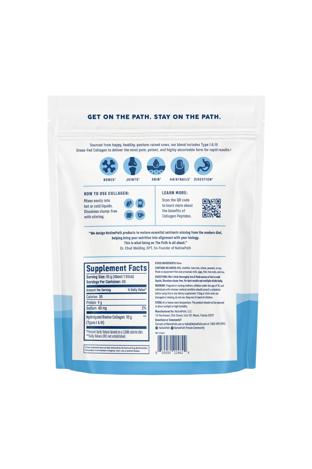 NativePath collagen stick pack in gym bag ready for workouts