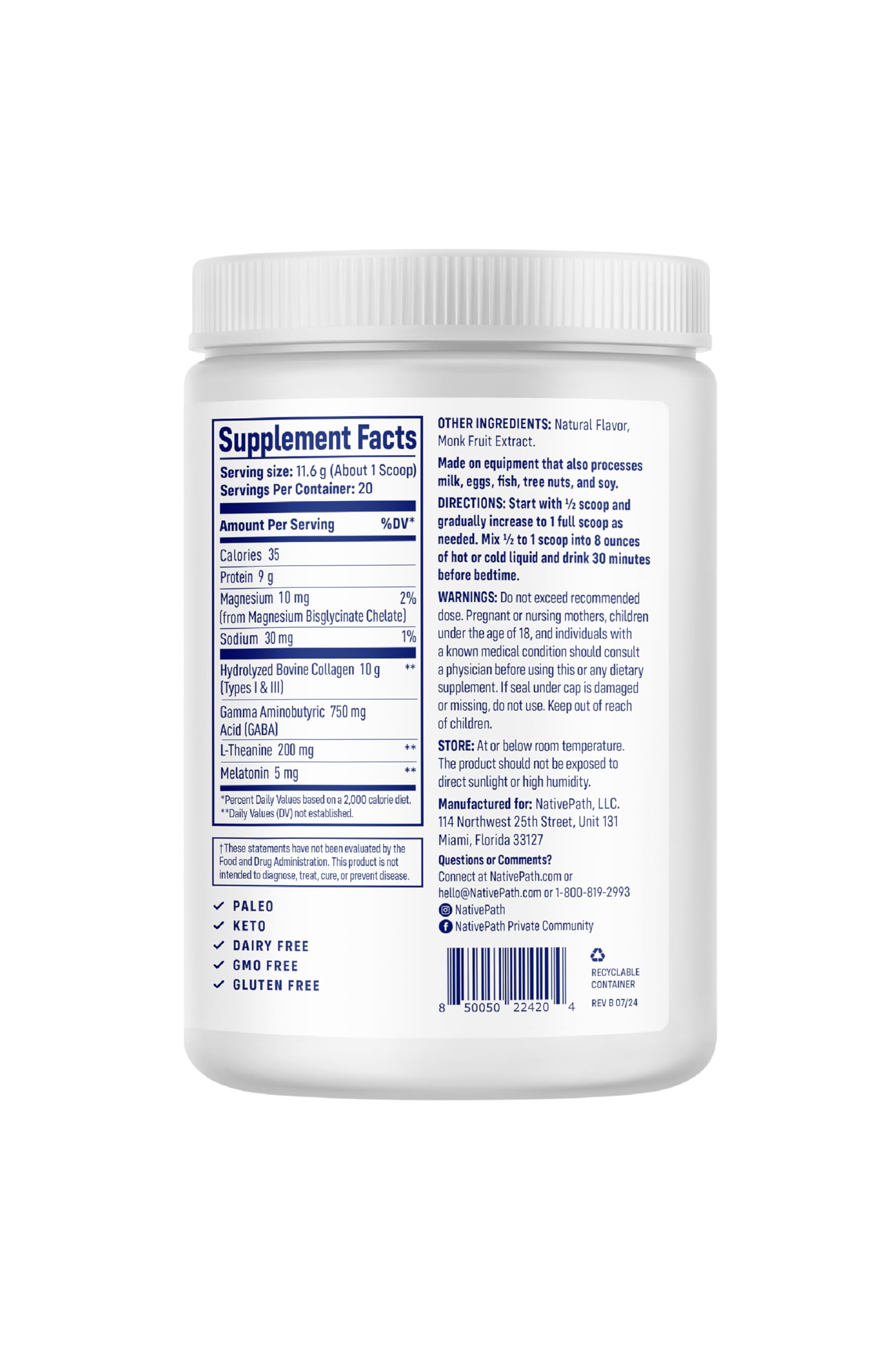 NativePath Collagen PM Lemon glass ready with a lemon-flavored bedtime beverage.