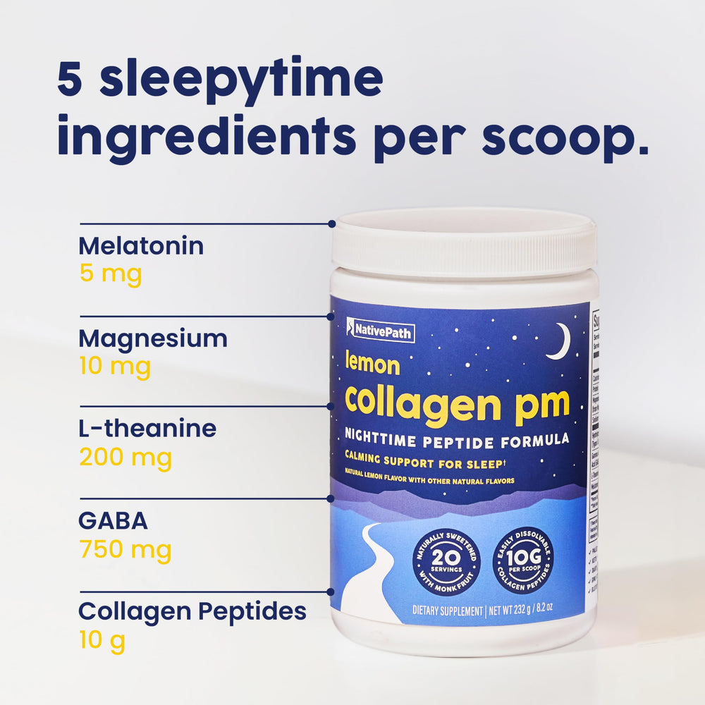NativePath Collagen PM Lemon packaging highlighting purity and quality.