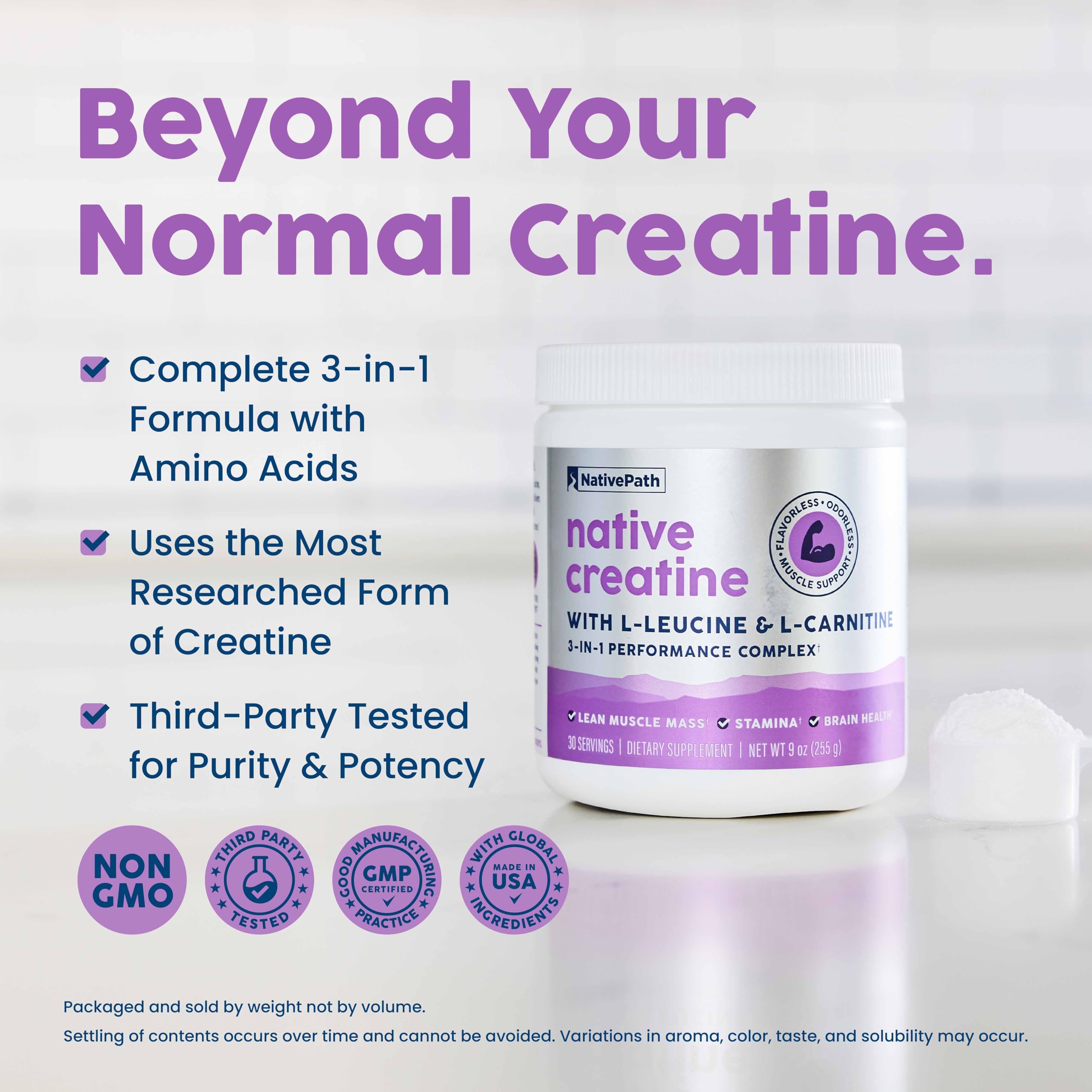 NativePath L-Carnitine powder focus for cognitive-friendly workouts