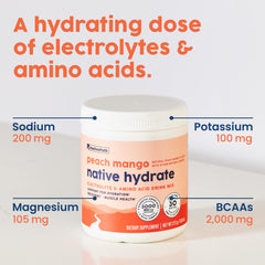 NativePath Native Hydrate scoop mixing into water for zero-calorie taste.