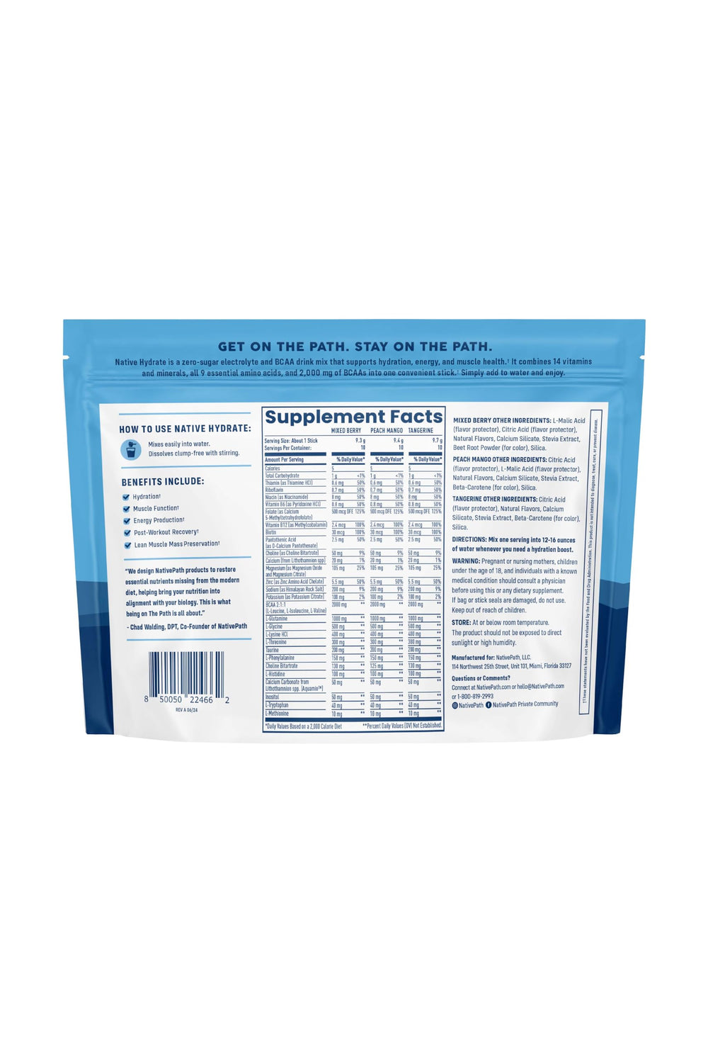 NativePath Hydrate stick Tangerine flavor for refreshing hydration