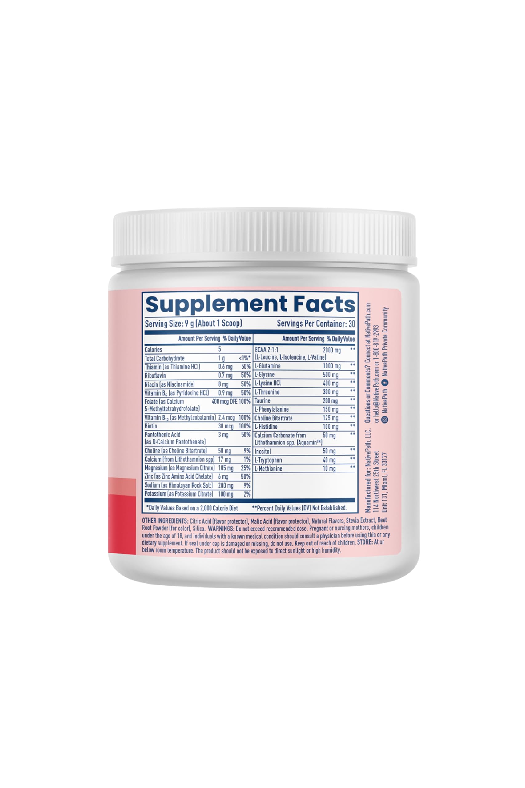 Water with Native Hydrate berry flavor provides zero sugar hydration with BCAAs.