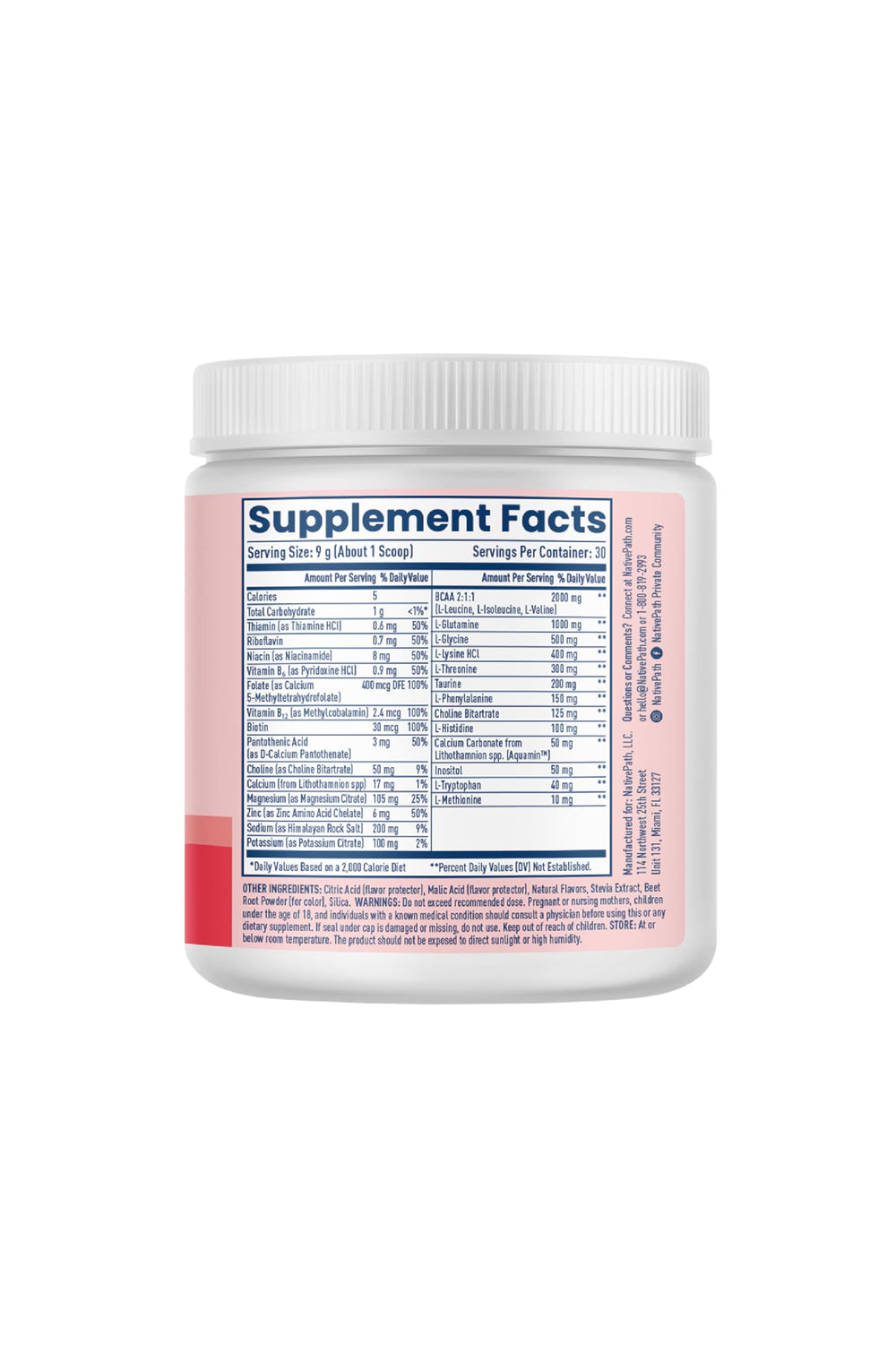 Water with Native Hydrate berry flavor provides zero sugar hydration with BCAAs.