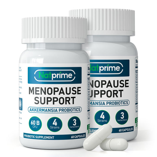 Natprime menopause bottle closeup for hormonal balance support