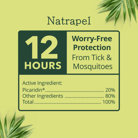 Natrapel 20% Picaridin label close-up highlighting the repellent formula.