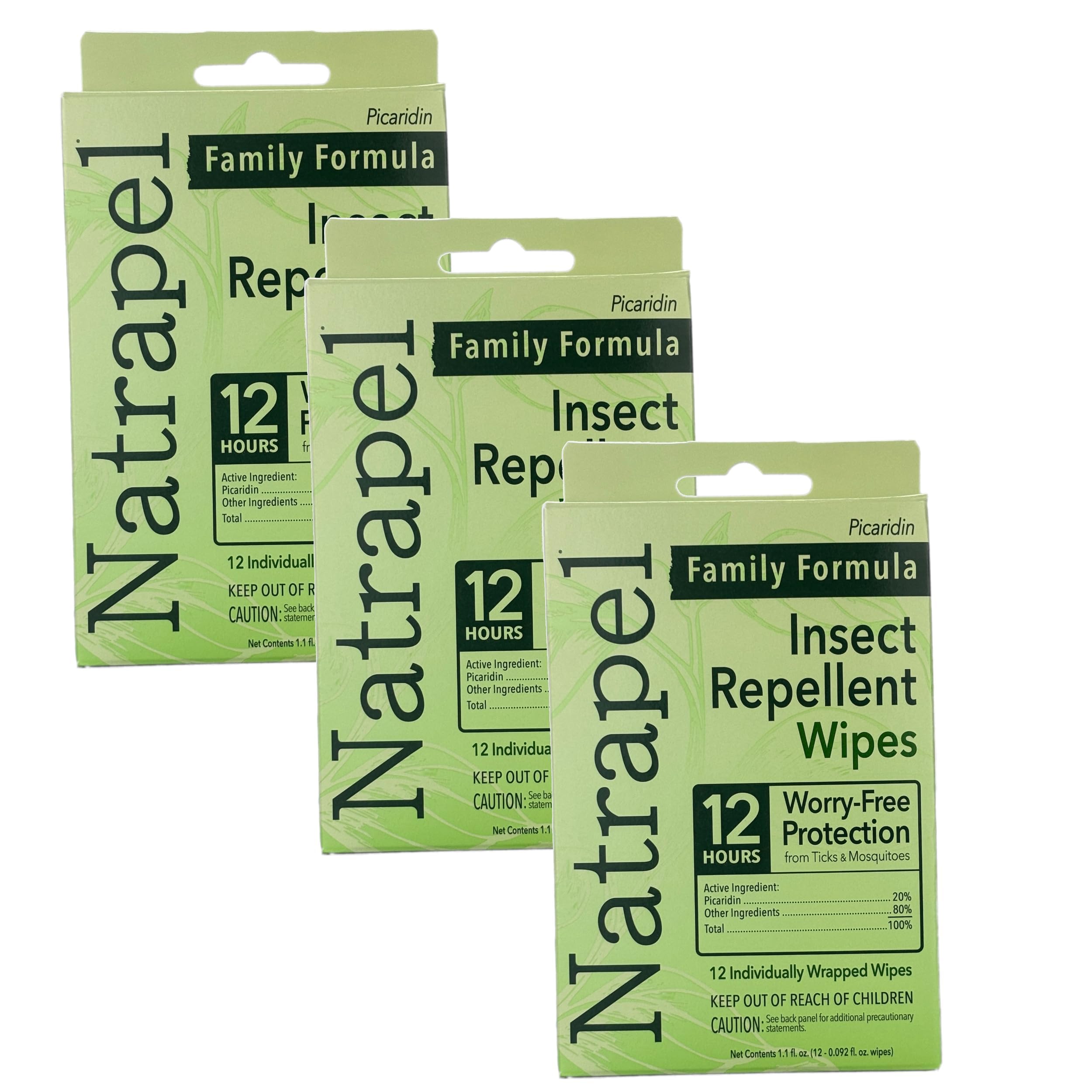 Natrapel tick and insect wipe pack for outdoor protection with family-friendly convenience.