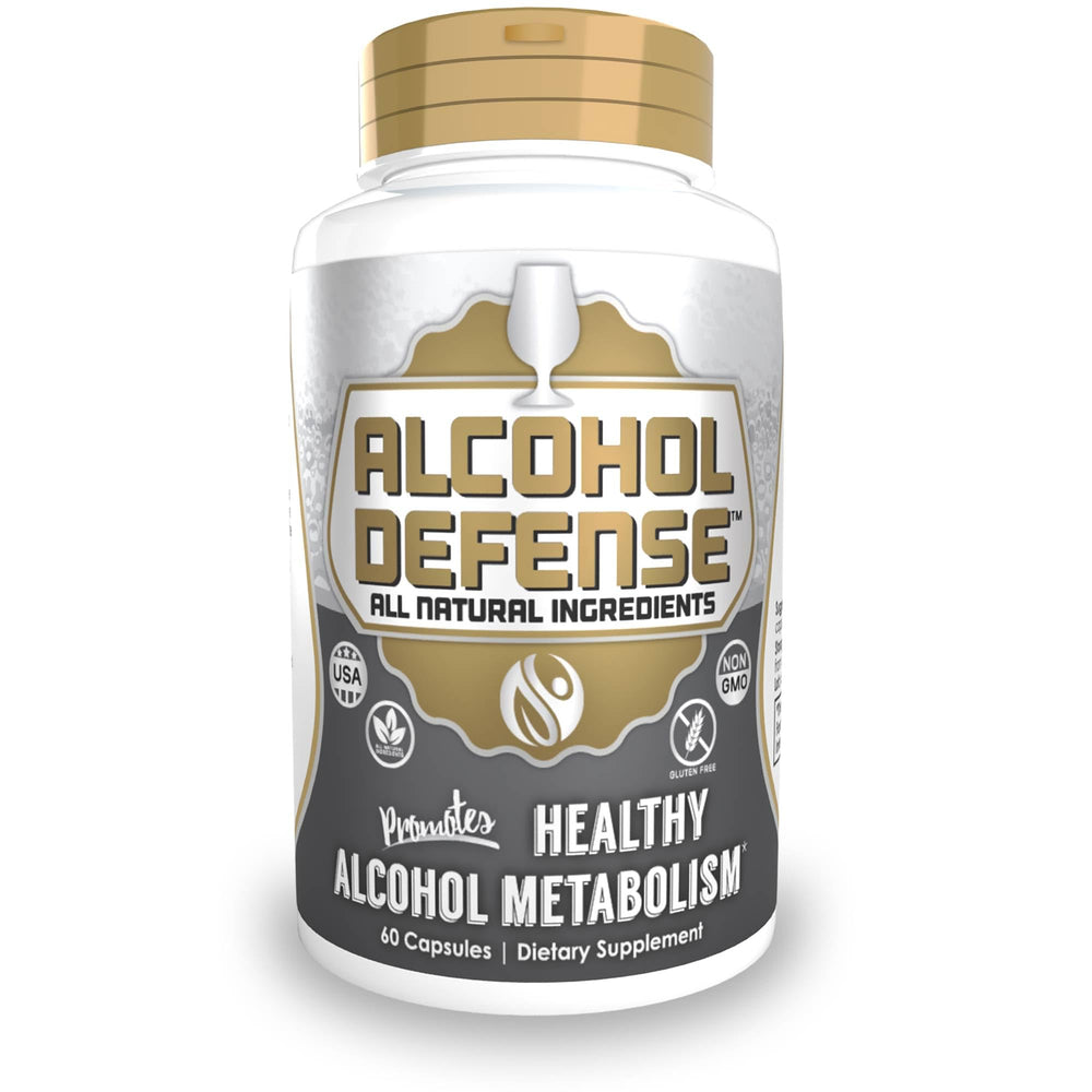 Natrium Health Alcohol Defense bottle label highlights natural post-drinking support