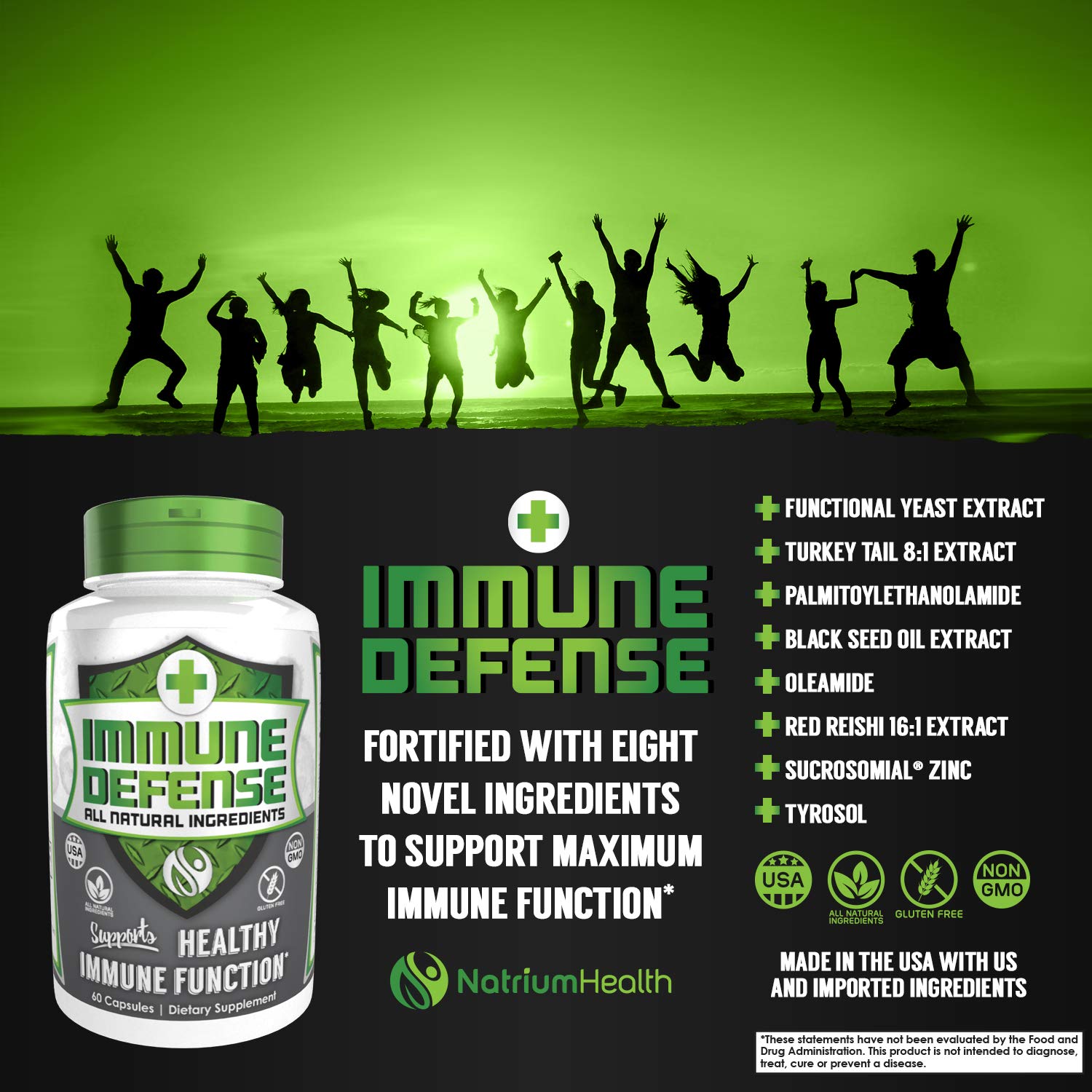 Natrium Health Immune Defense bottle closeup with smooth capsules visible