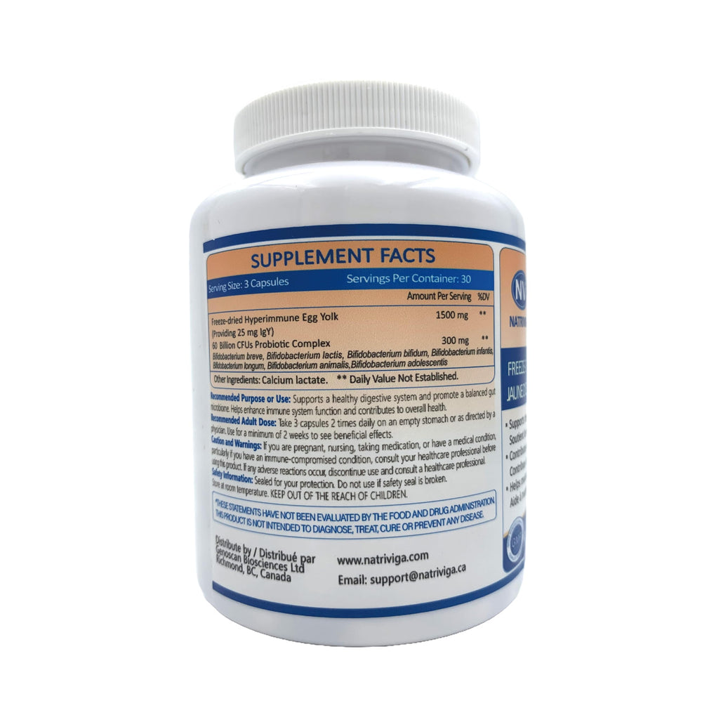 NATRIVIGA Heliclear bottle beside water for daily digestive support.