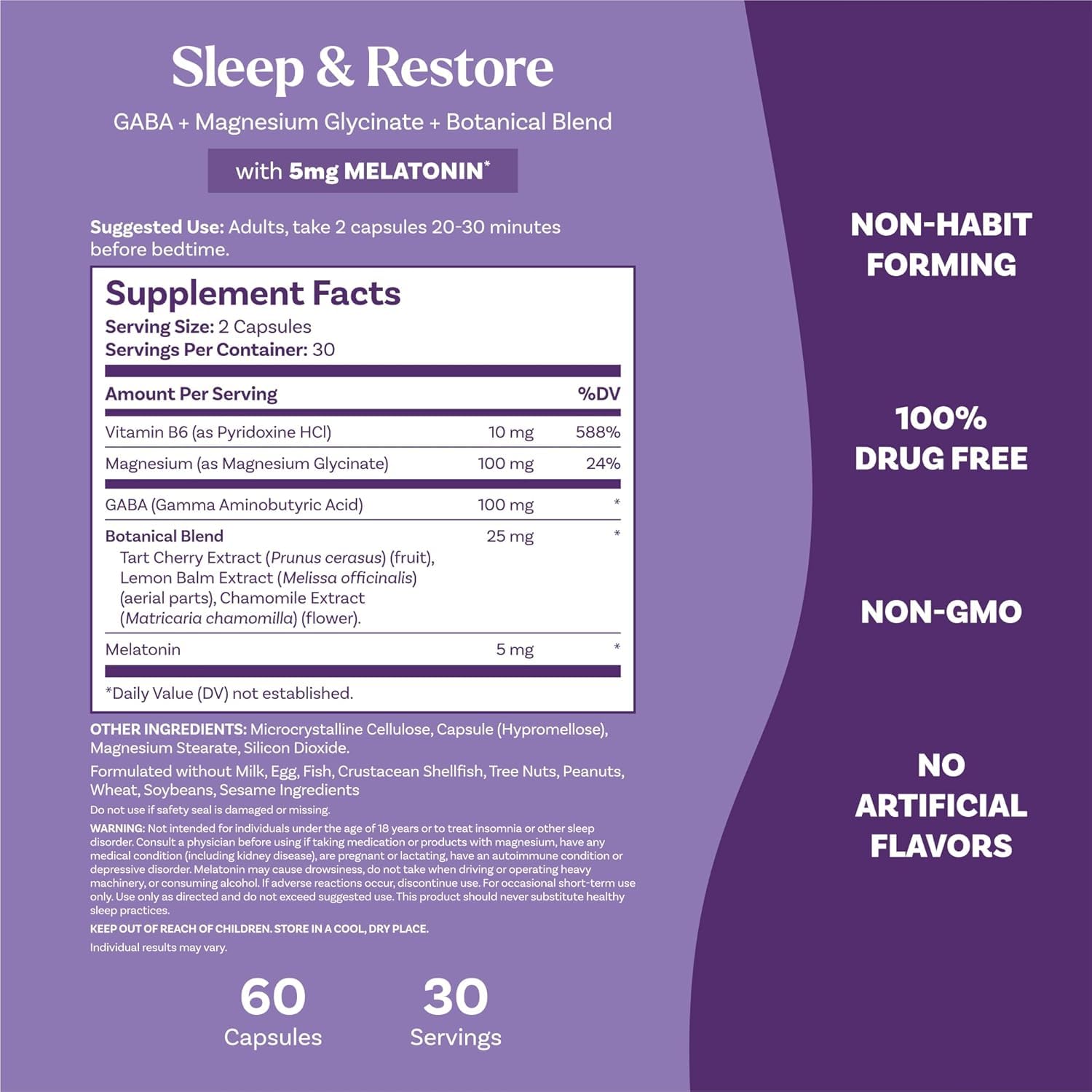 Natrol botanical blend Tart Cherry Lemon Balm Chamomile closeup