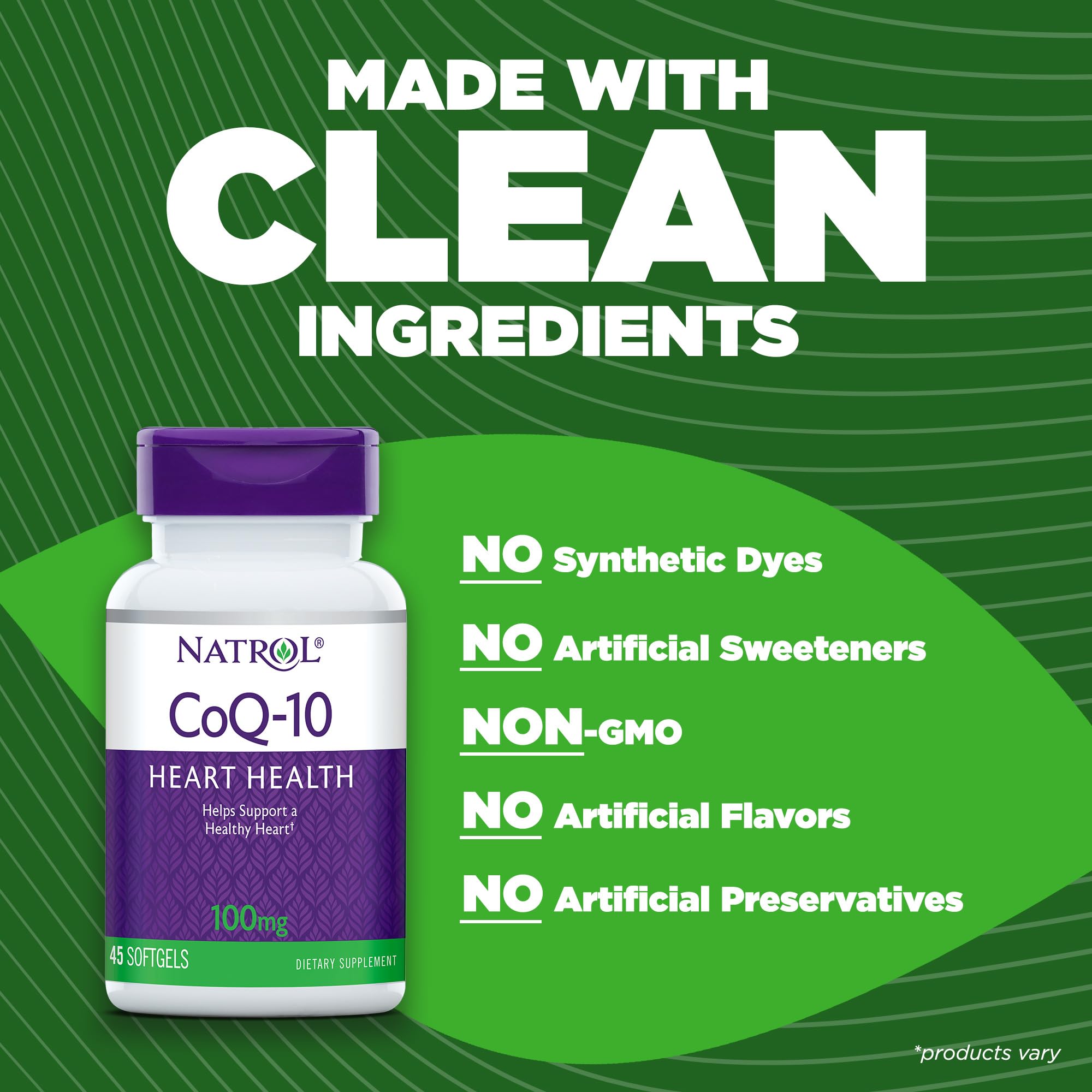 Natrol CoQ-10 softgels capsule close-up highlighting energy production support.