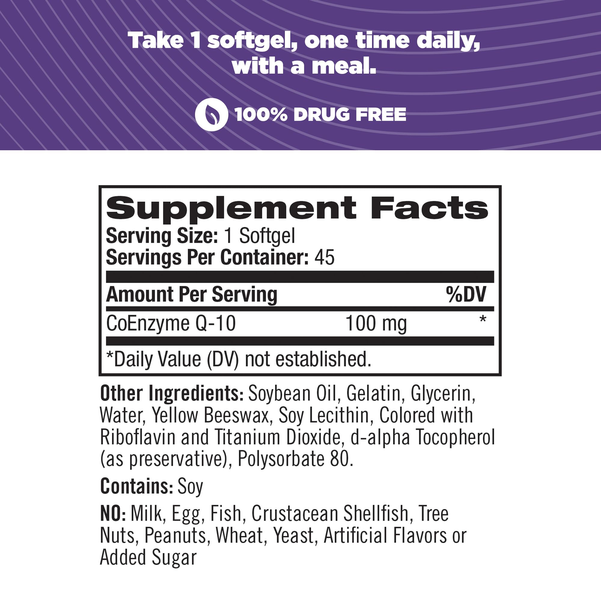 Natrol CoQ-10 softgels pouring from bottle for daily energy.