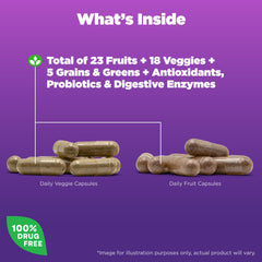 Natrol JuiceFestiv daily-veggie capsules close-up for easy supplementation.