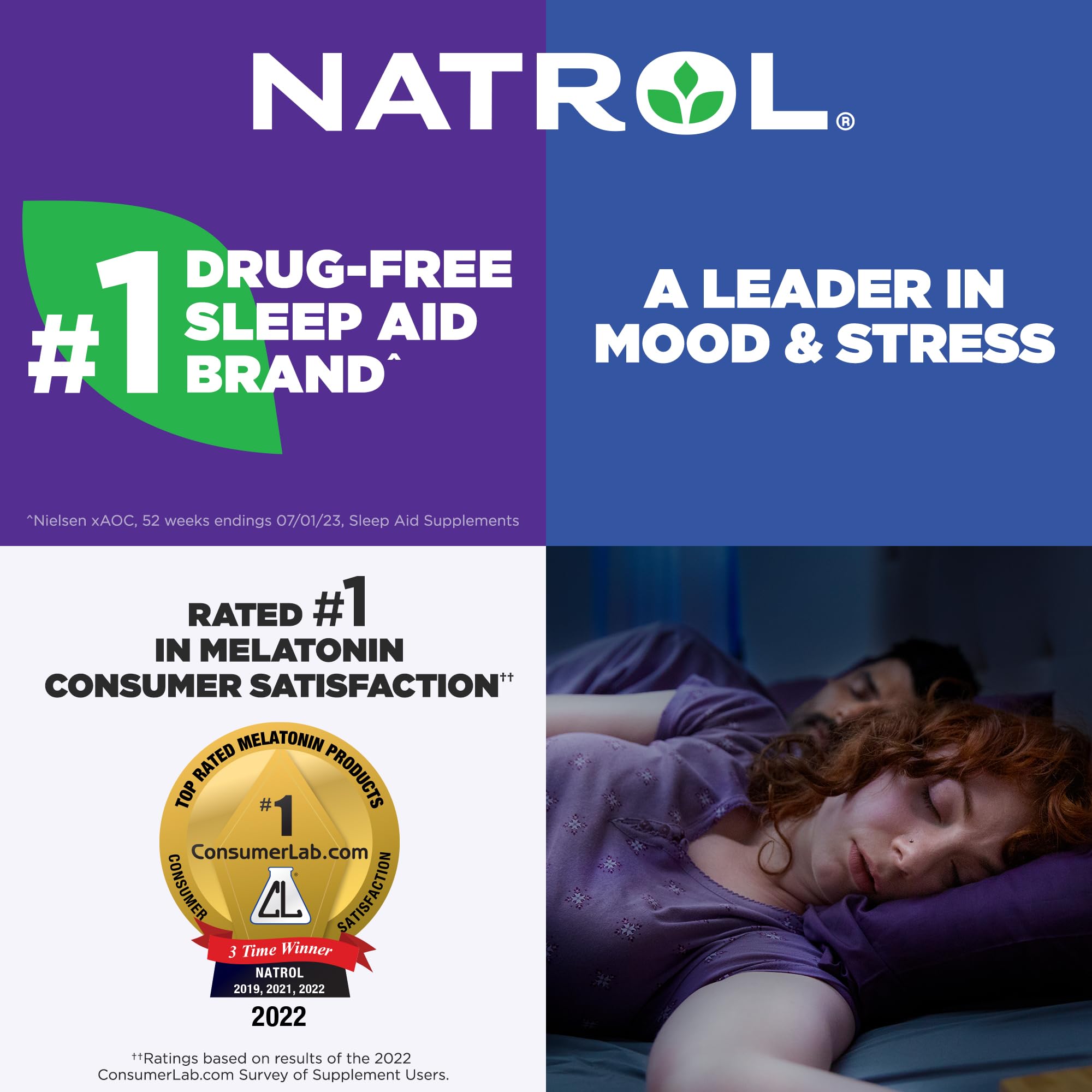 Natrol melatonin 10 mg dosage clearly printed on bottle.