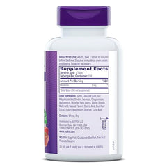 Packaging next to dosage instruction label on Natrol melatonin box.