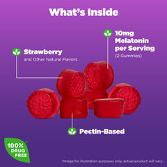 Natrol melatonin vegetarian gummies label highlighting clean ingredients and non-GMO.