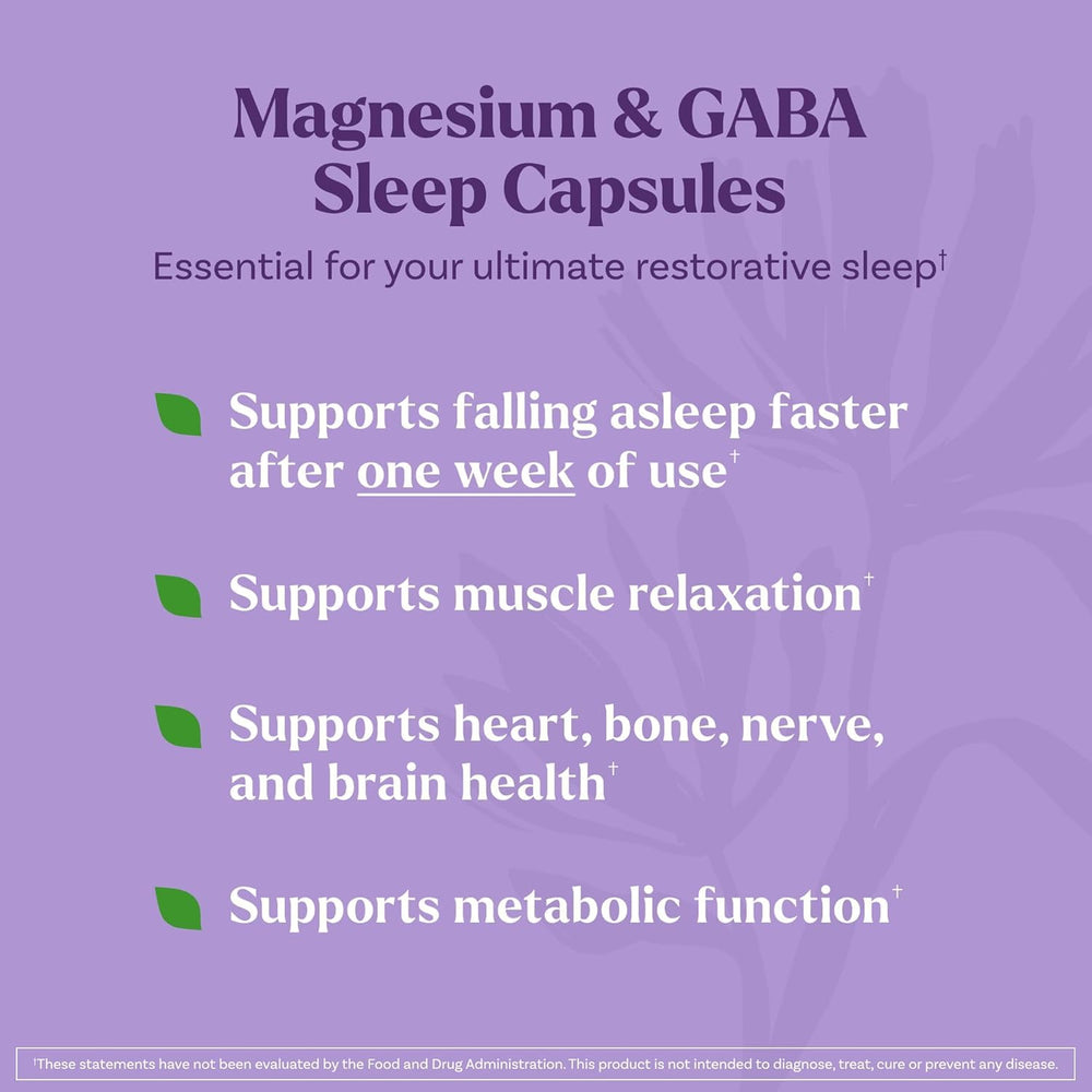Natrol Sleep & Restore GABA and magnesium glycinate components for calm sleep.