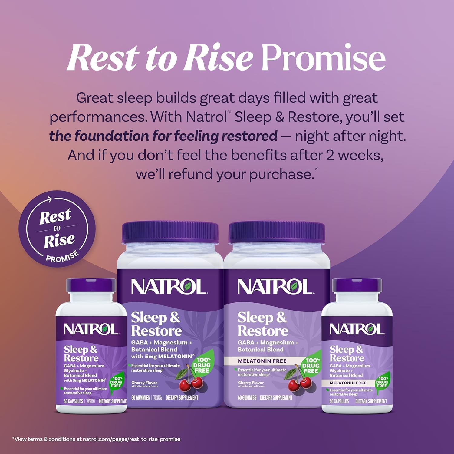 Natrol Sleep + Restore gummies on desk suggesting bedtime ritual.