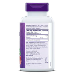 Natrol strawberry-flavor tablet close-up with appealing taste.