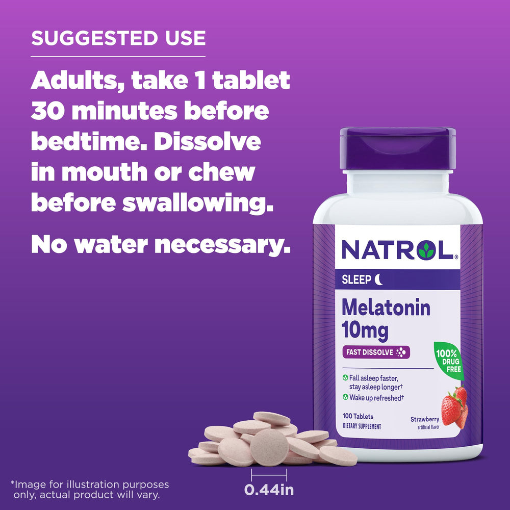 Natrol label shows vegetarian-friendly, drug-free formulation.