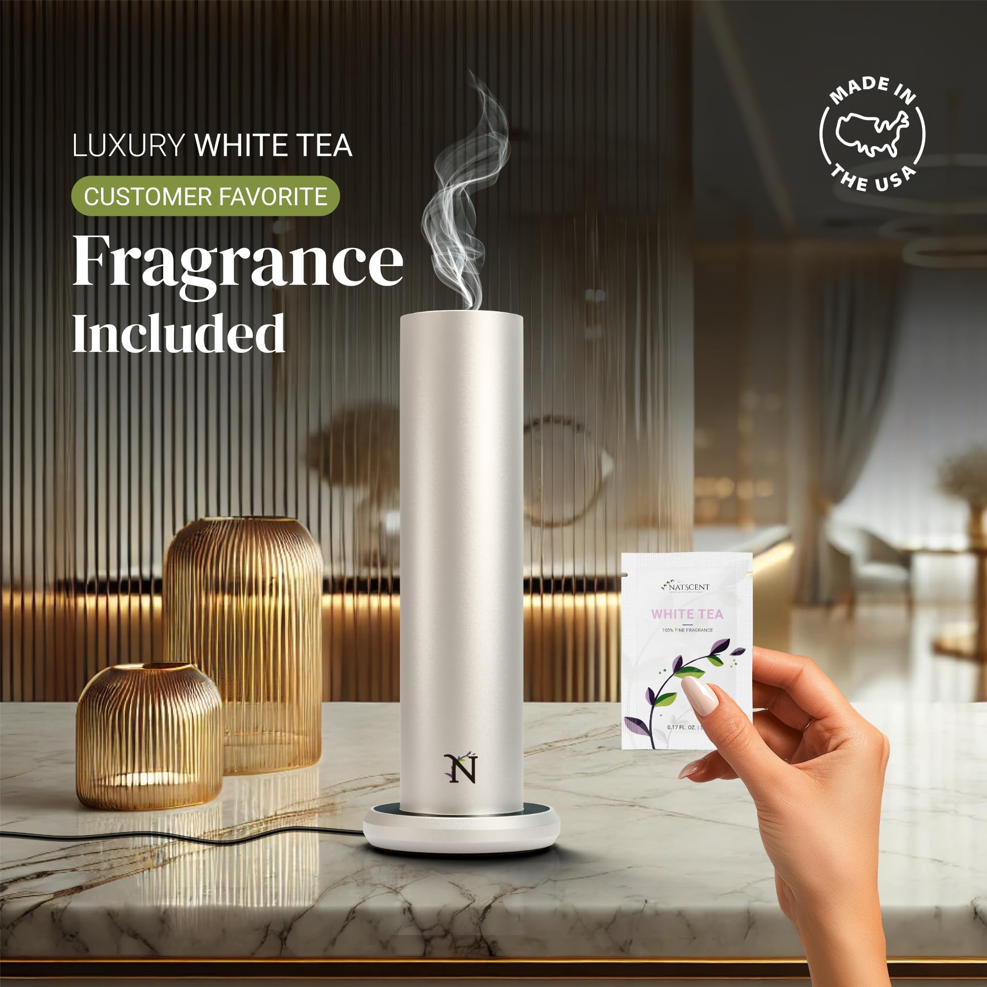 Natscent Dynamo large-room coverage graphic emphasizes up to 1000 sq ft