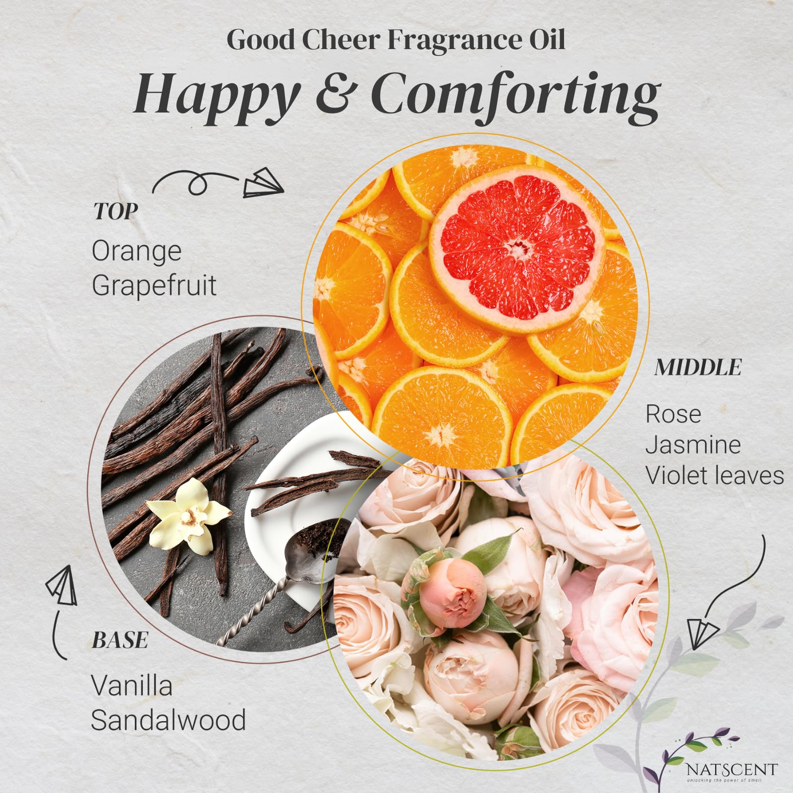 Natscent Good Cheer lemon-orange notes brighten your space naturally.