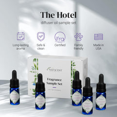 Natscent White Tea bottle delivering a calm, refreshing scent for bedrooms.