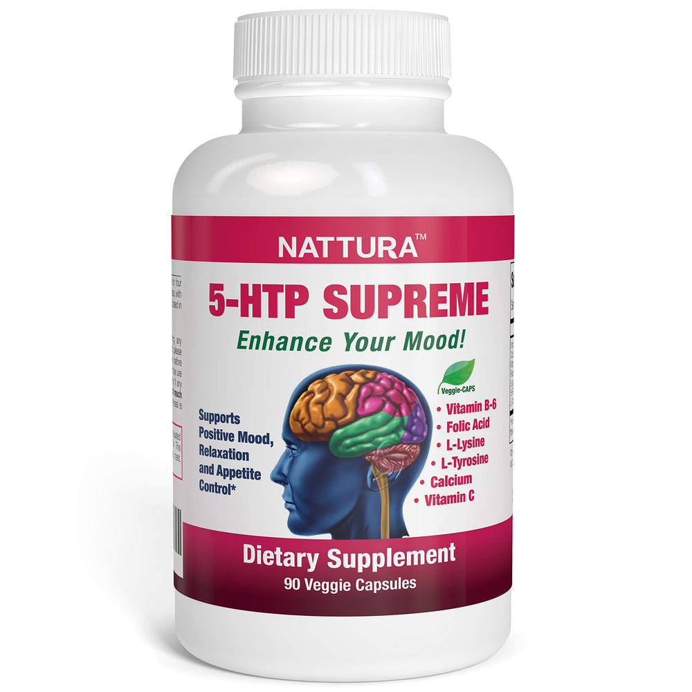 Nattura 5-HTP Supreme bottle front for mood support