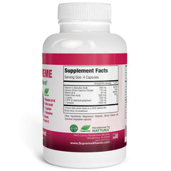 Nattura 5-HTP Supreme bottle label detail highlights ingredients