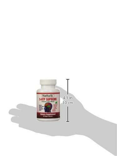 Nattura 5-HTP Supreme bottle on wood surface for routine