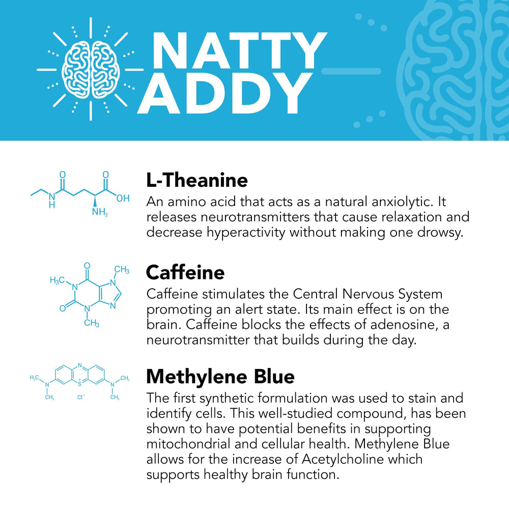 Natty Addy bottle with glass of water invites easy dosing