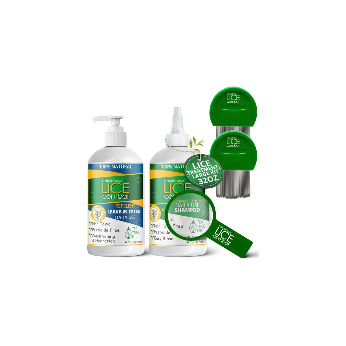NatulabUSA lice shampoo bottle for safe, pesticide-free lice treatment.