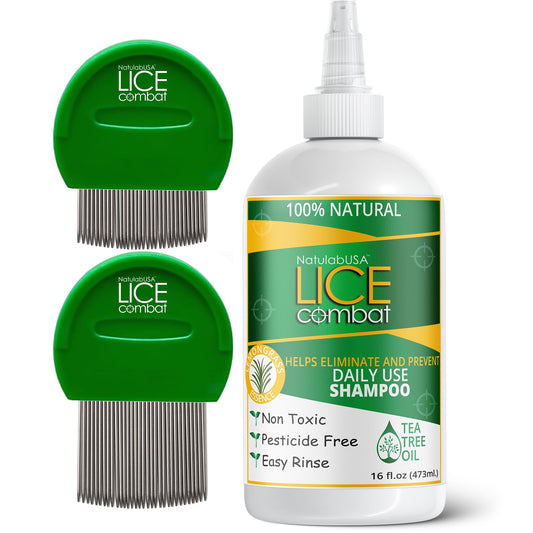 NatulabUSA lice shampoo bottle shows safe, pesticide-free formula for hair care