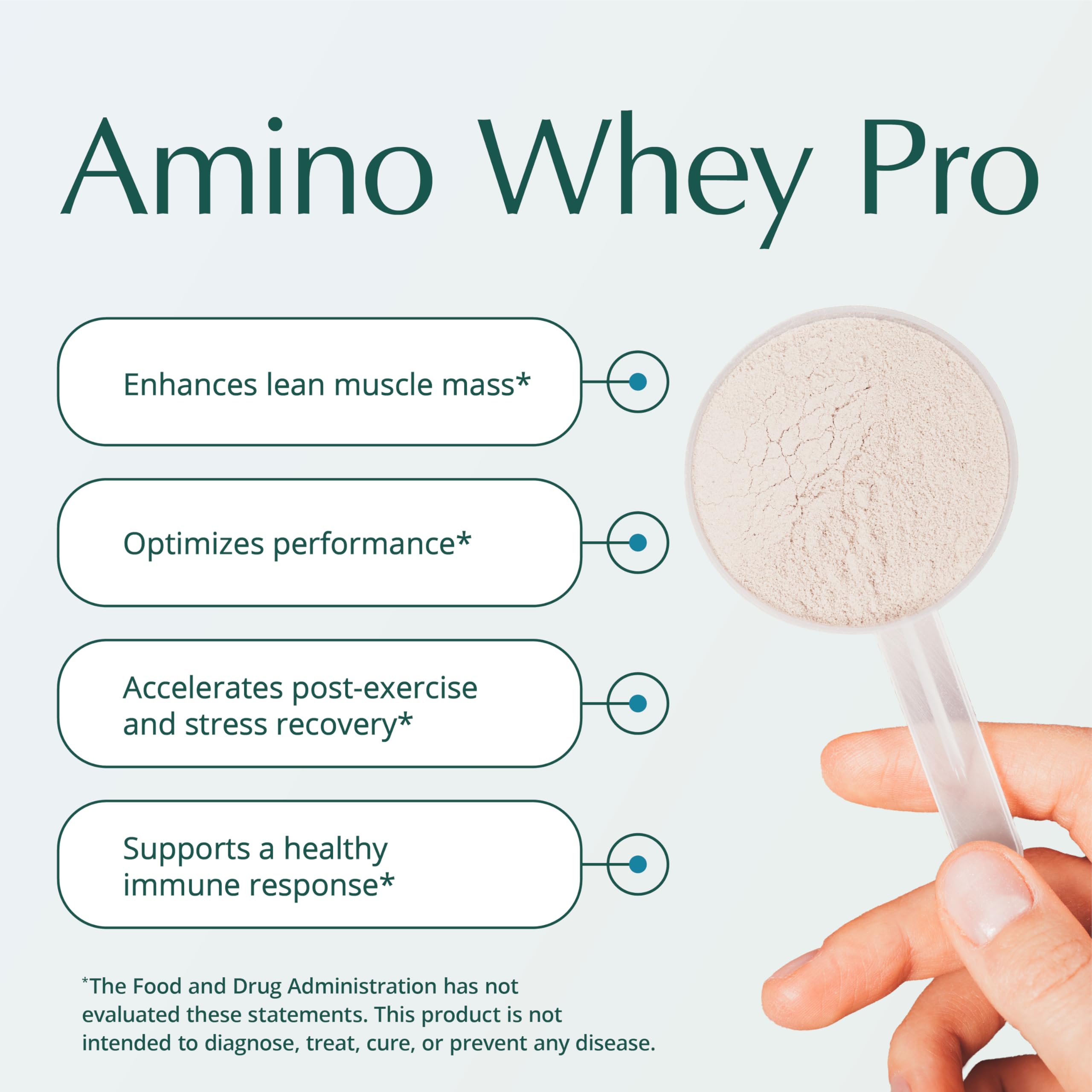 Natura Health Products Amino Whey Pro Advantage scoop measures 15.55 grams for precise servings.