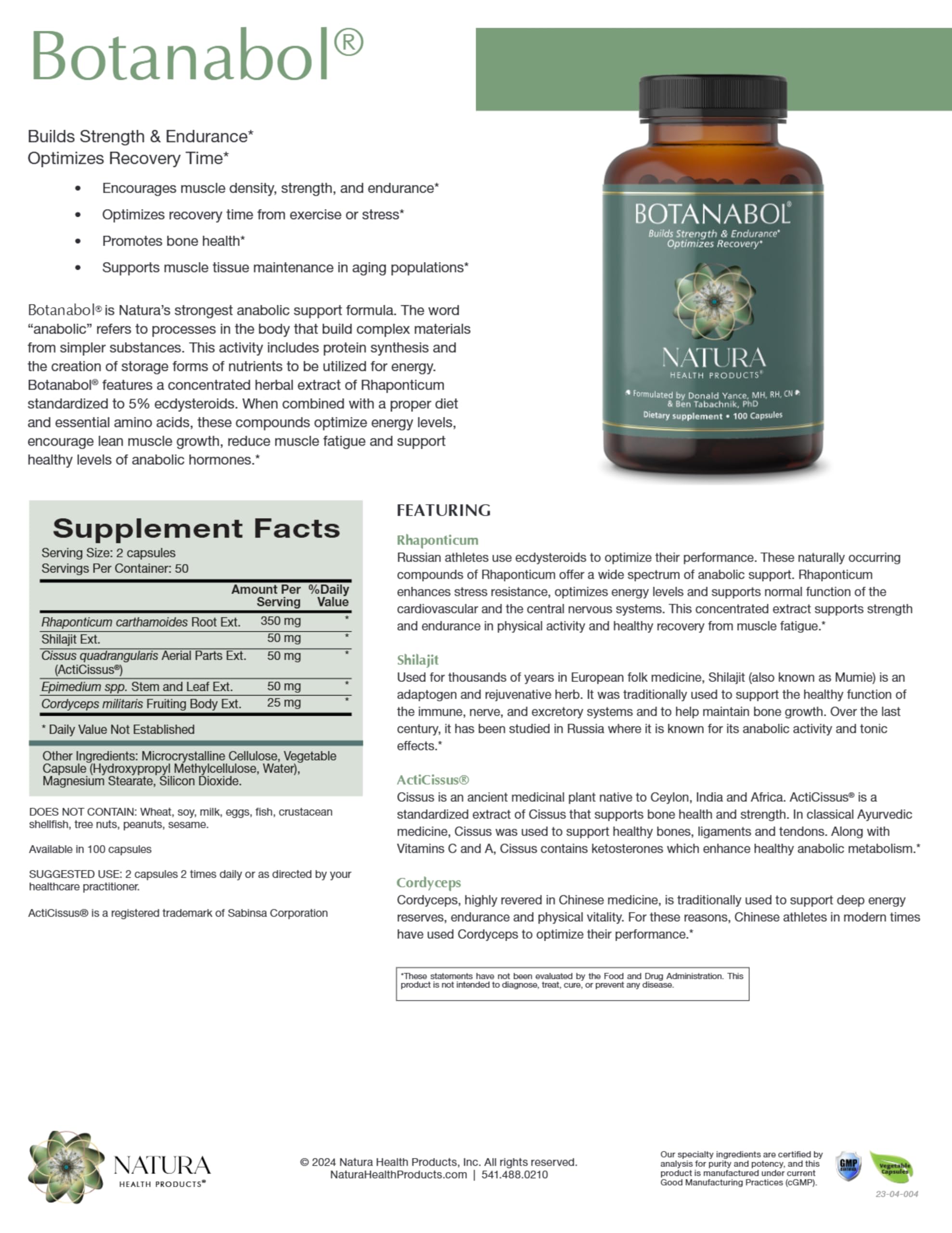 Natura Botanabol Shilajit adaptogen component supporting immune and recovery.
