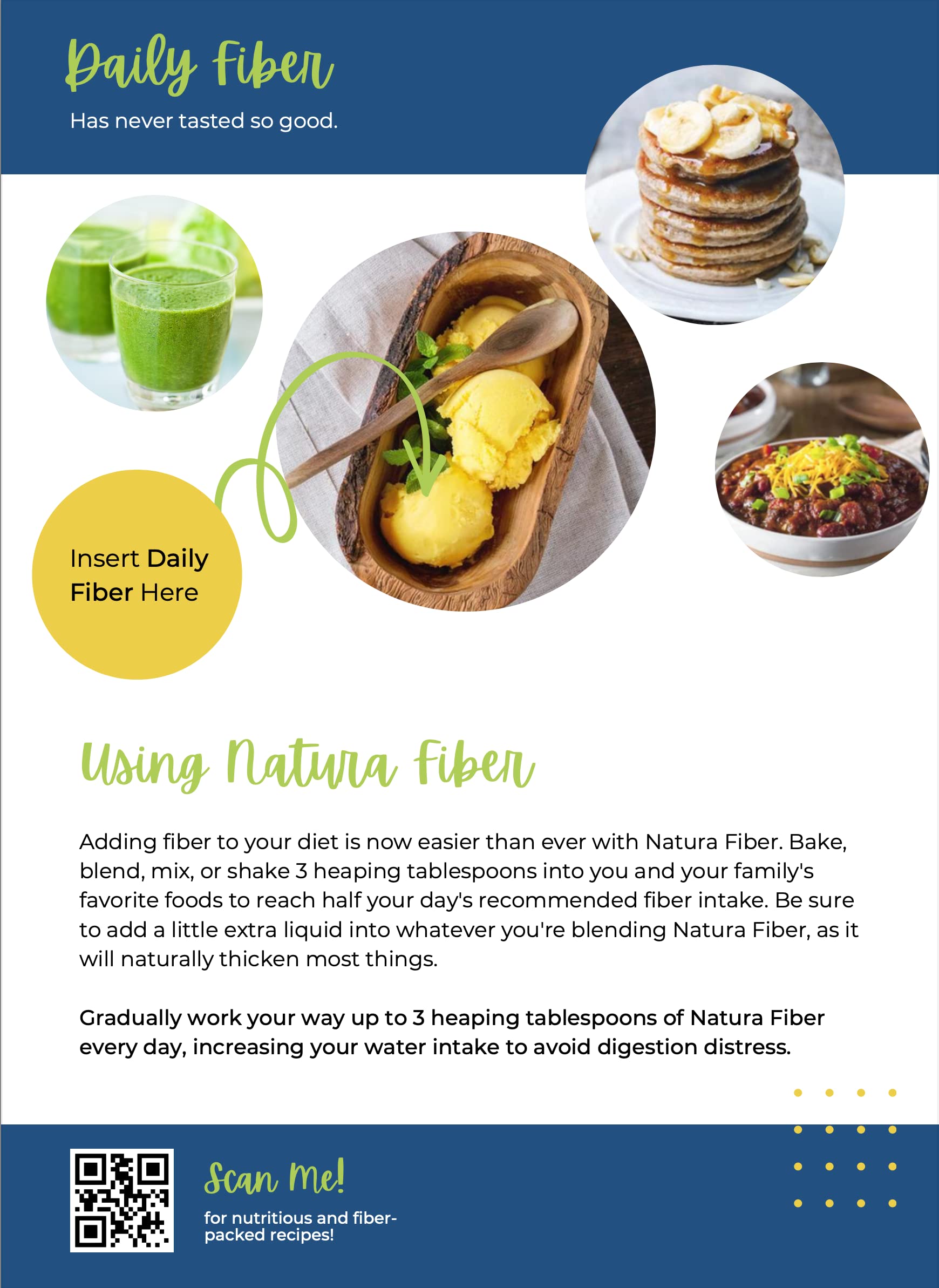 Natura Fiber organic ingredients label: clear, whole‑food blend description
